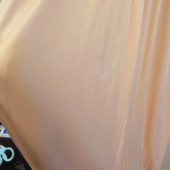 Vintage S Peach Lace-Trimmed Full-Length Nightgown Tie-Back Glam Sexy Romantic - Picture 5 of 14